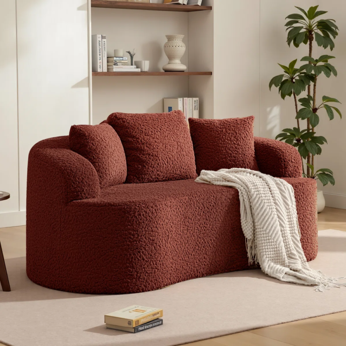 65.4" Plush Curved Loveseat Sofa with Pillows