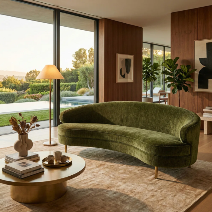 Jacqeuline 89.4 Velvet Recessed Arm Sofa