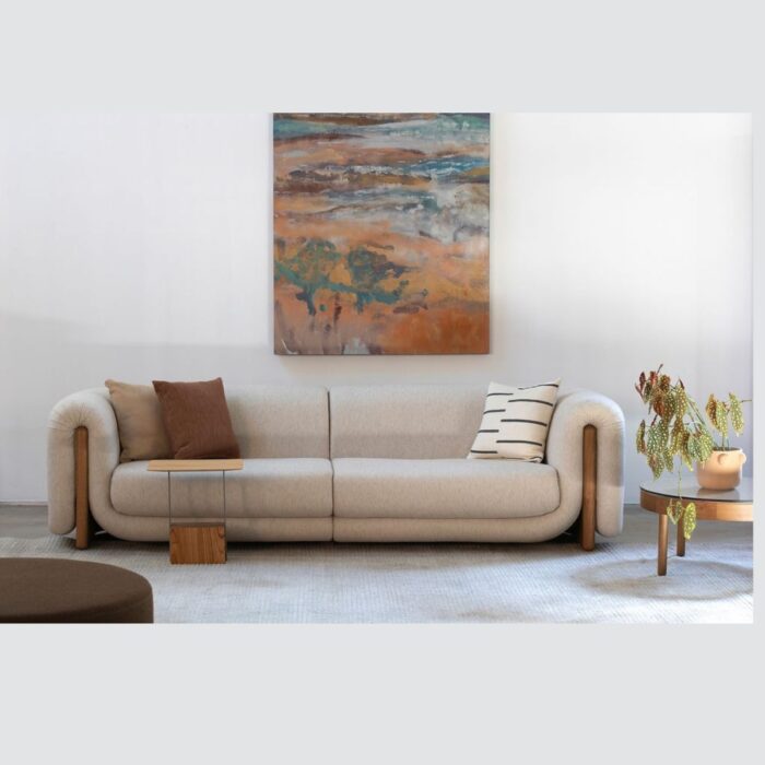 Dreiling 77.6"W Faux Leather Tuxedo Arm Sofa, 3 Seat Sofa with 2 Throw Pillows