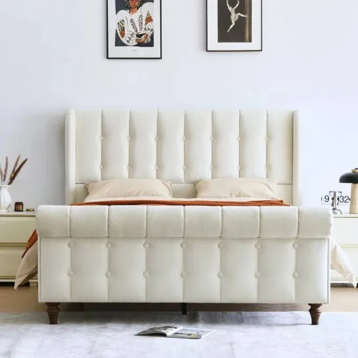 ADOUER WOOD Upholstered Bed
