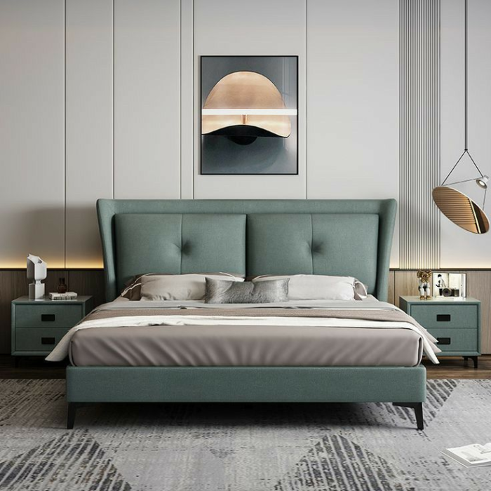 Wingback Tufted Platform Bed