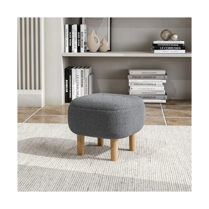 Kamar 41cm Wide Square Solid Colour Footstool Ottoman