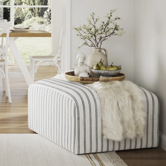 Ryder 90cm Wide Rectangle Striped Pouffe