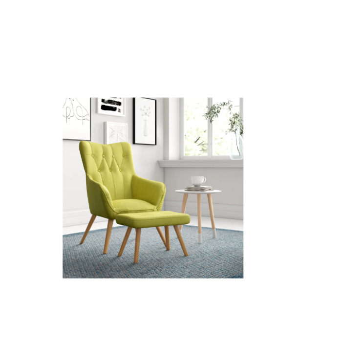Georgia Upholstered Wingback Chair with Footstool