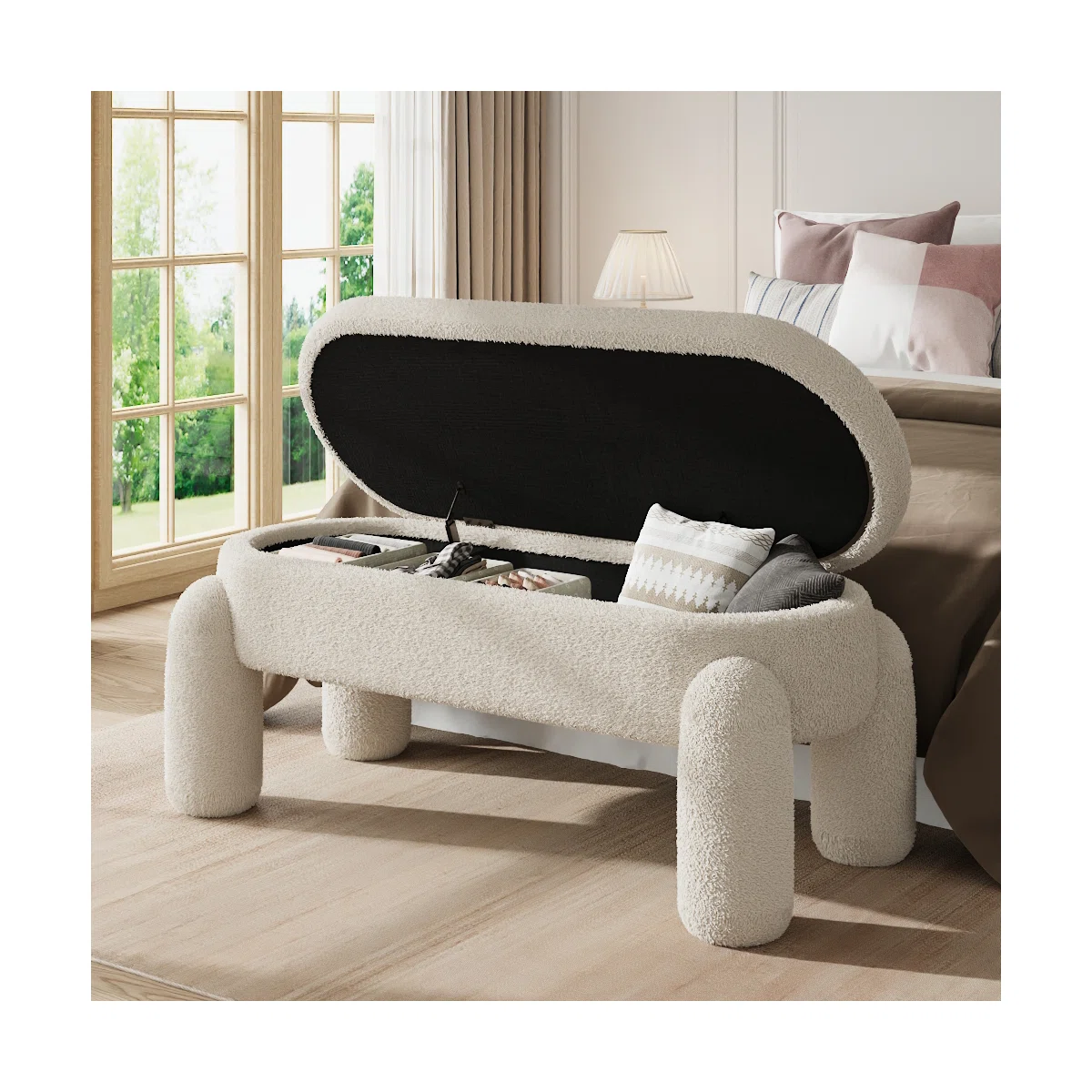 110cm W Teddy White Novelty Storage Bench - Image 3