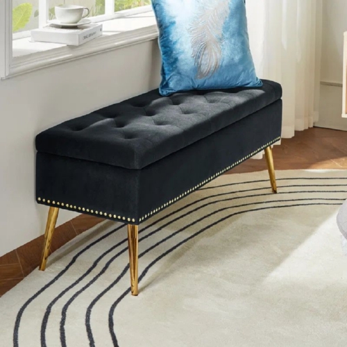 Clasby 116cm Wide Transitional Polyester Upholstered Tufed Bench with storage space - Image 8