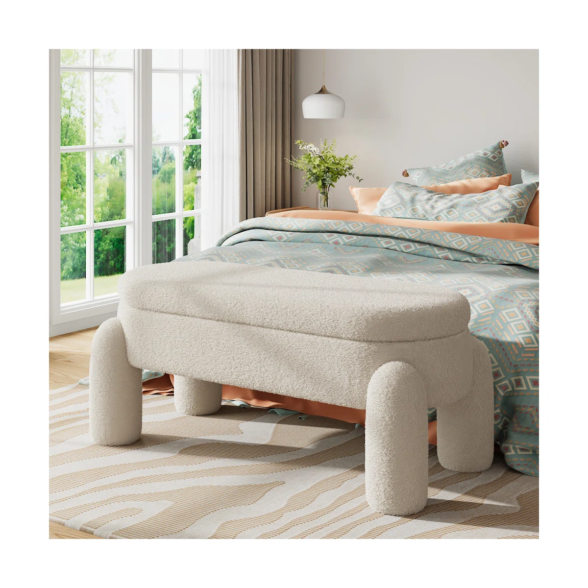 110cm W Teddy White Novelty Storage Bench - Image 4