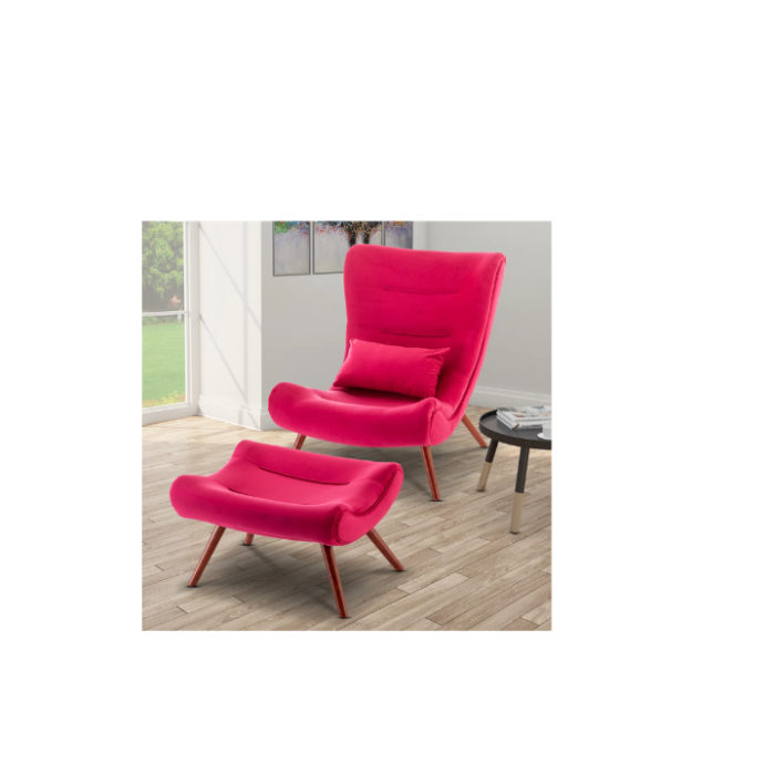 Bertita Upholstered Accent Chair with Footstool