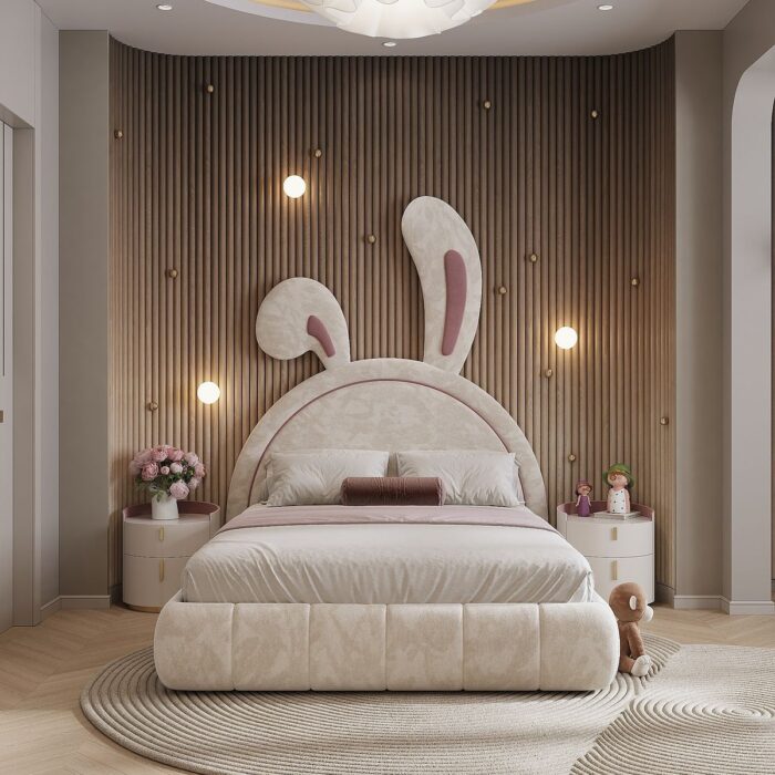 Novelty Bunny upholstered platform bed - Kids