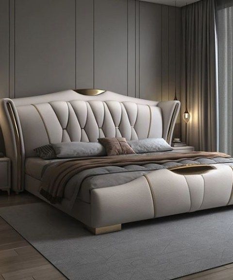 Diamond-Tufted Wingback Luxury Bed