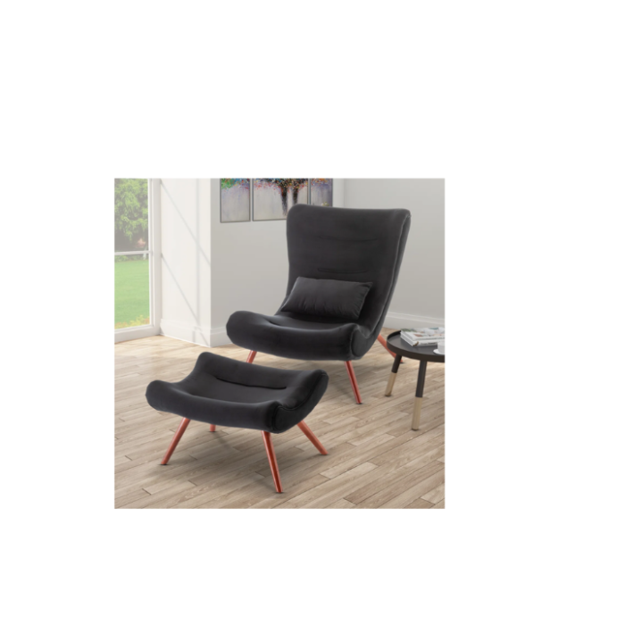 Bertita Upholstered Accent Chair with Footstool