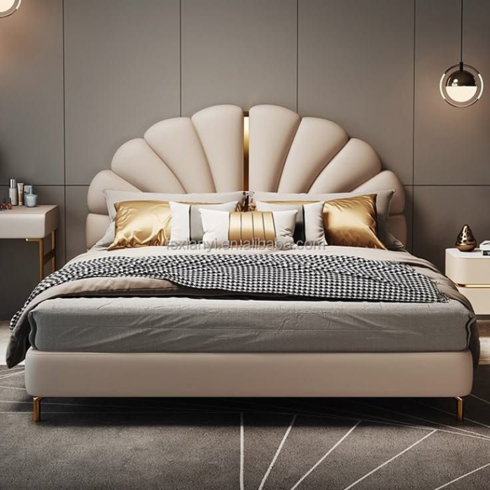 Scalloped Shell Upholstered Platform Bed