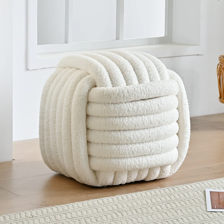 Ribbed Barrel Ottoman Puffy Stool - Image 2