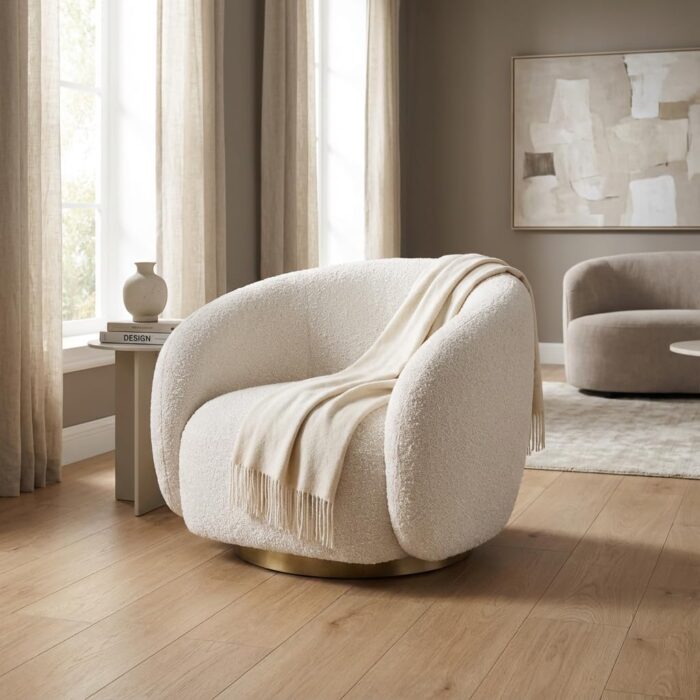 Modern Comfortable Boucle Fabric Accent Chair