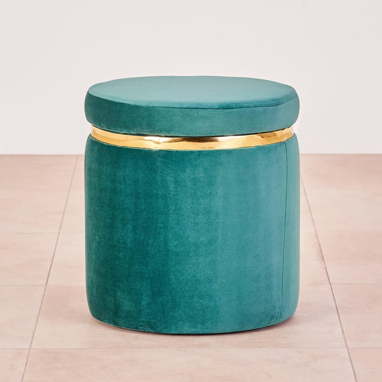 Velvet Storage Ottoman Puffy Stool - Image 2
