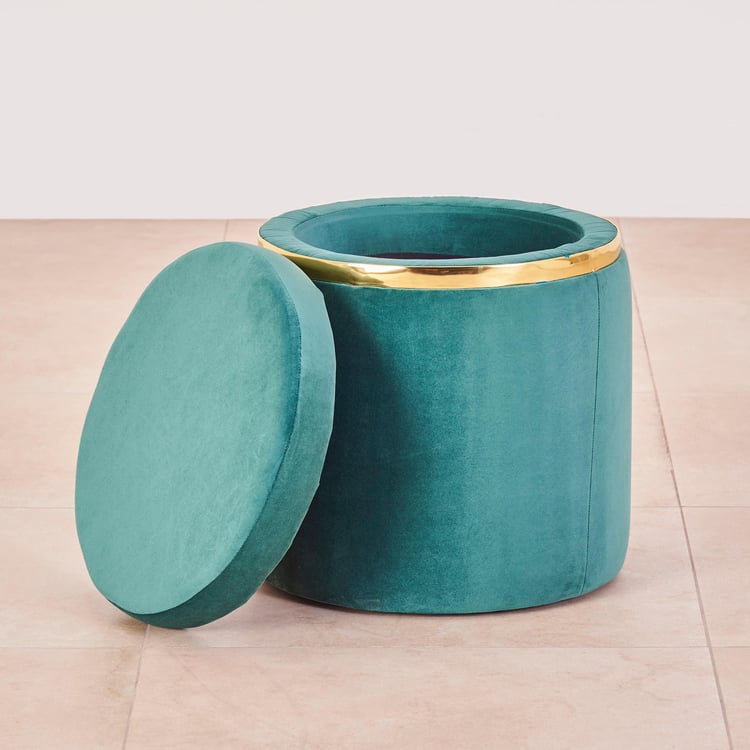 Velvet Storage Ottoman Puffy Stool - Image 3