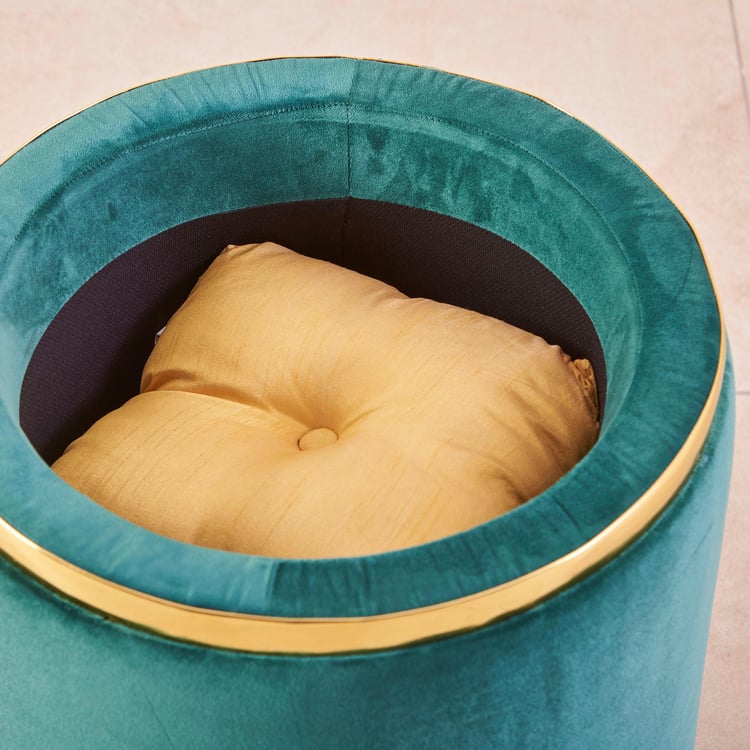 Velvet Storage Ottoman Puffy Stool - Image 6