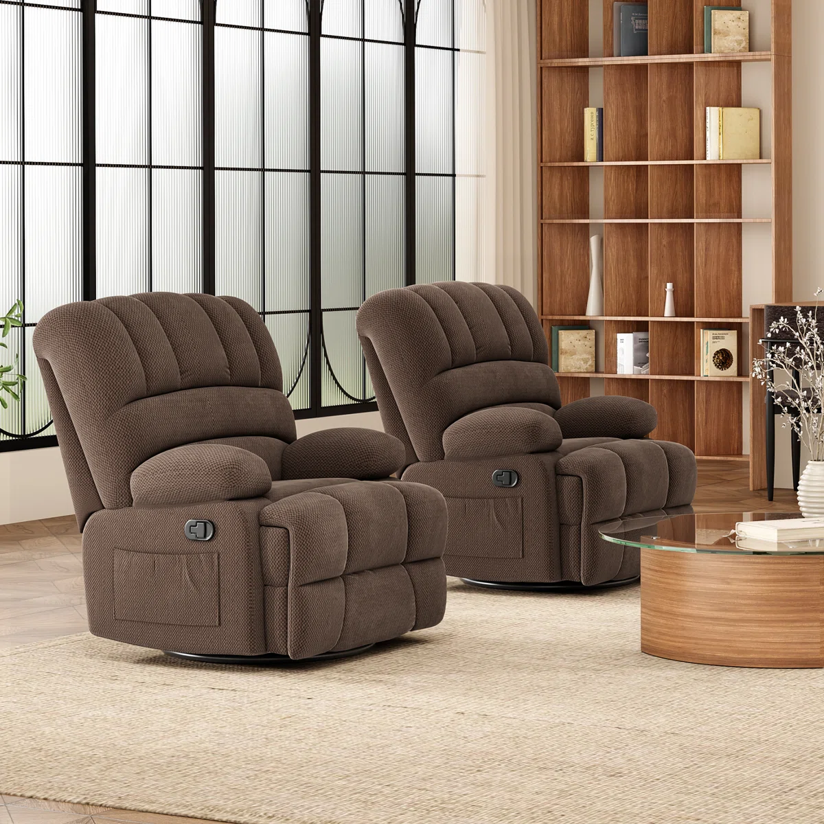 Heald 40.94"W Upholstered Swivel Rocker Recliner - Image 6