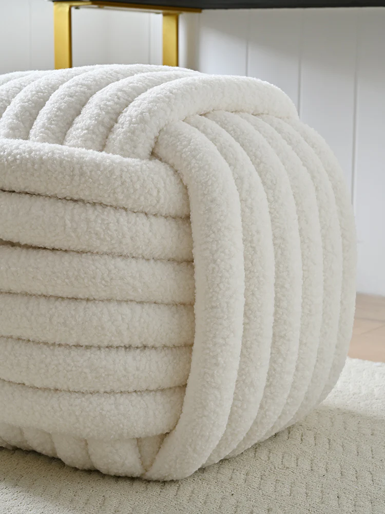 Ribbed Barrel Ottoman Puffy Stool - Image 9