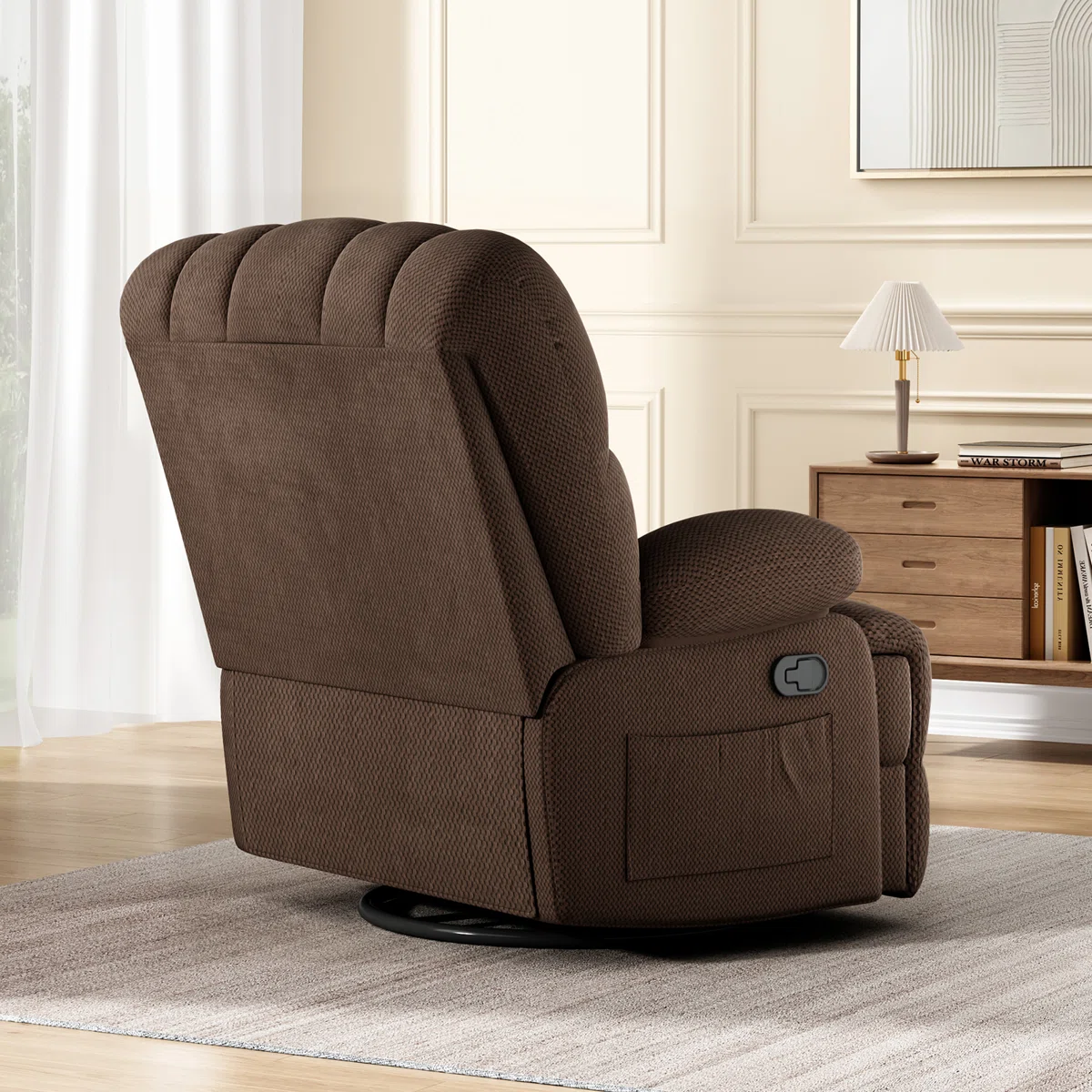 Heald 40.94"W Upholstered Swivel Rocker Recliner - Image 5