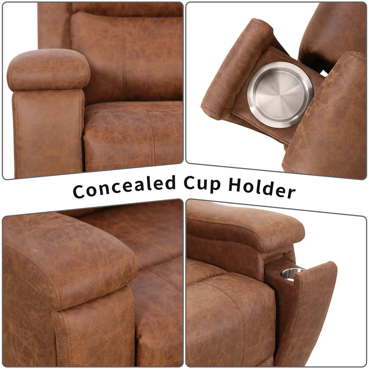 Chesa 2 Piece Faux Leather Reclining Living Room Set with Hidden Cupholder - Image 2