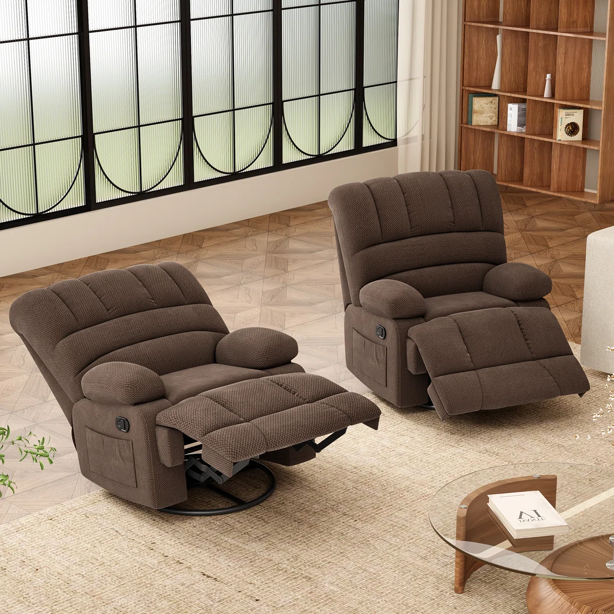 Heald 40.94"W Upholstered Swivel Rocker Recliner - Image 4