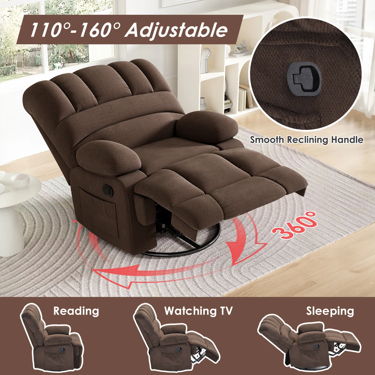 Heald 40.94"W Upholstered Swivel Rocker Recliner - Image 2
