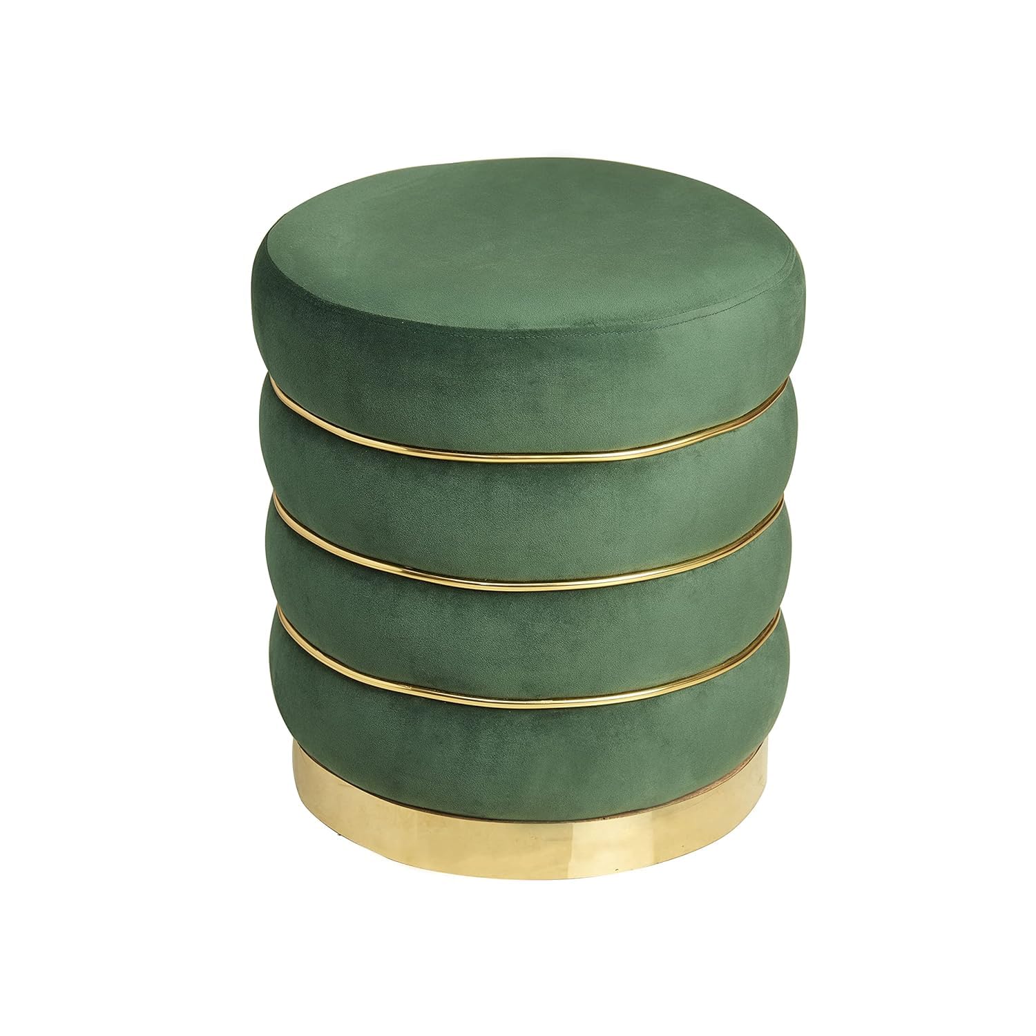 Emerald Ribbed Velvet Ottoman Puffy Stool - Image 2