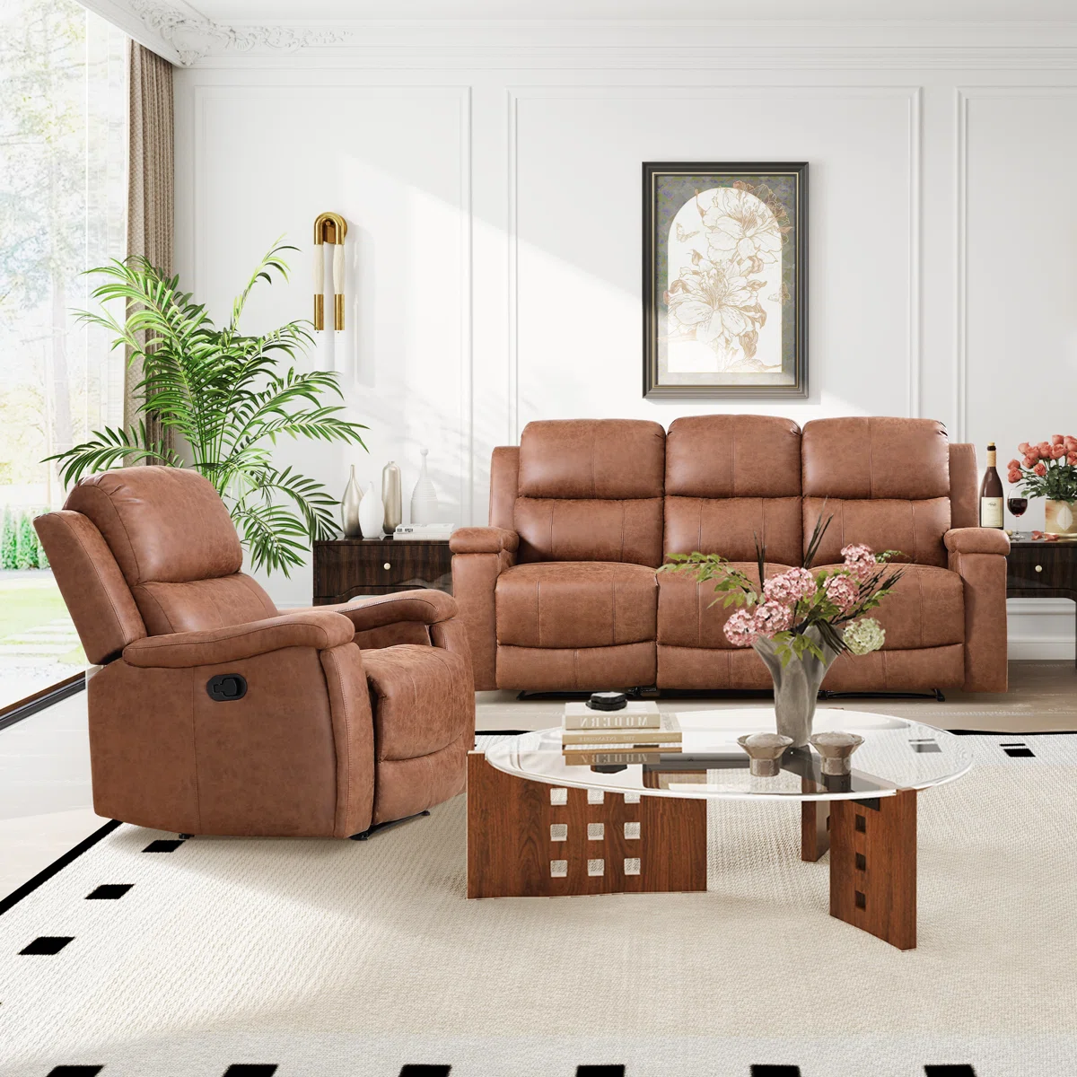 Chesa 2 Piece Faux Leather Reclining Living Room Set with Hidden Cupholder - Image 11