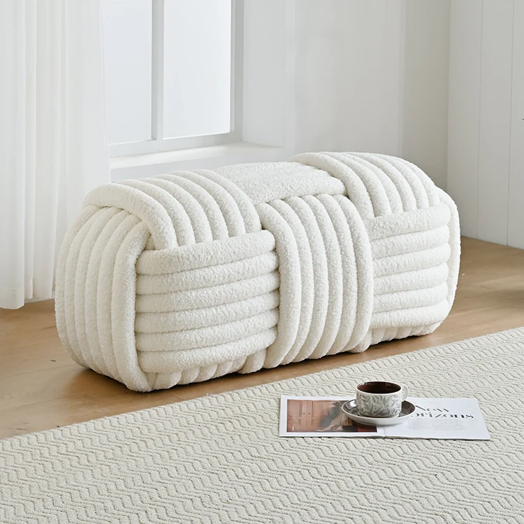 Ribbed Barrel Ottoman Puffy Stool - Image 3