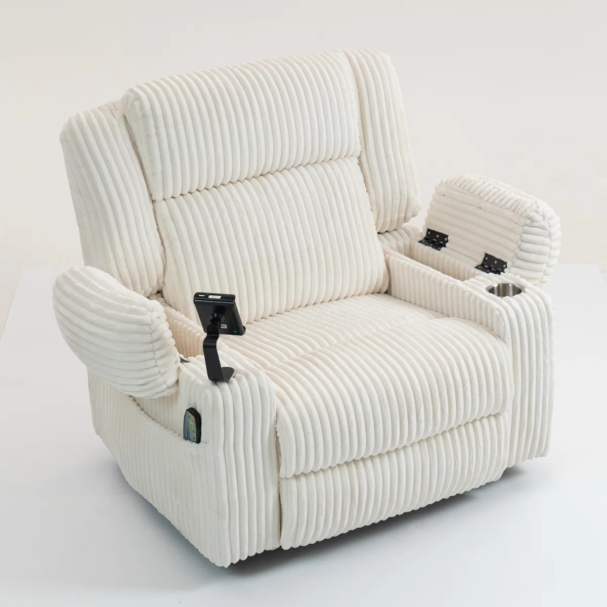 39.3'' Wide Oversized Power Swivel Recliner Chair with Heat and Massage - Image 6