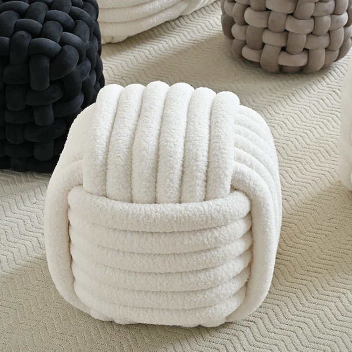 Ribbed Barrel Ottoman Puffy Stool