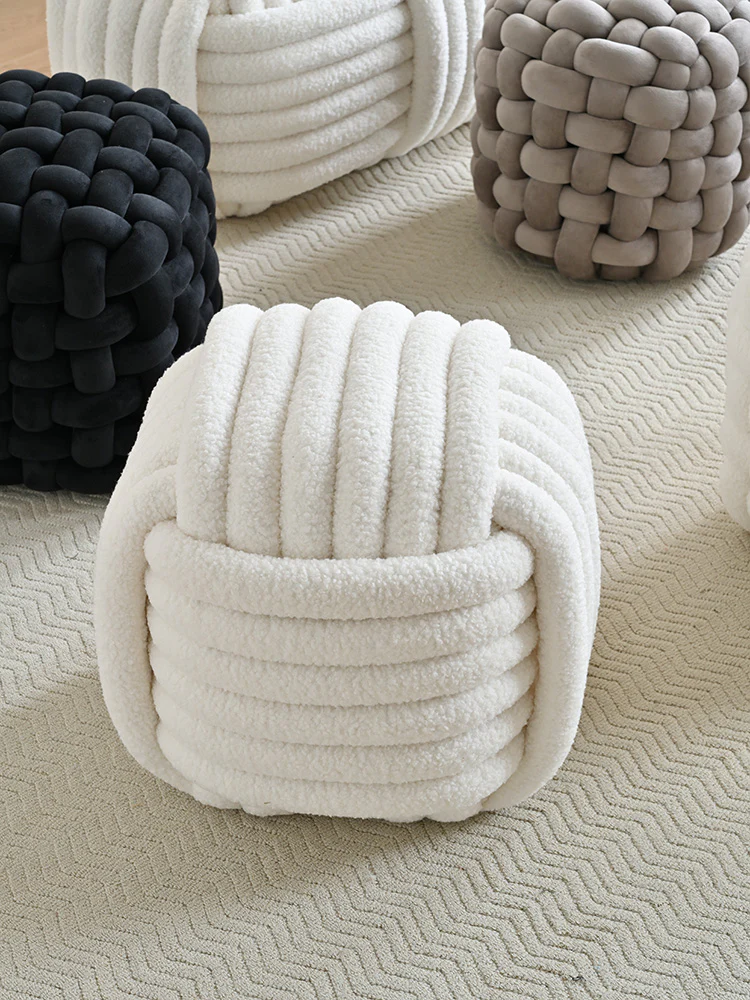 Ribbed Barrel Ottoman Puffy Stool
