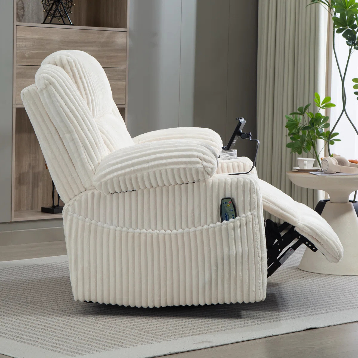 39.3'' Wide Oversized Power Swivel Recliner Chair with Heat and Massage - Image 5