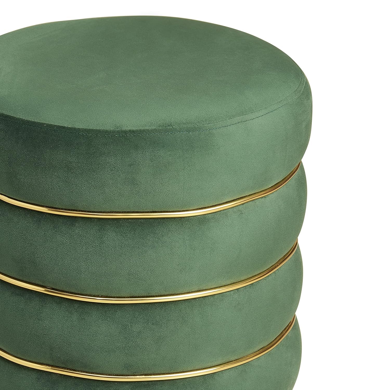 Emerald Ribbed Velvet Ottoman Puffy Stool - Image 5