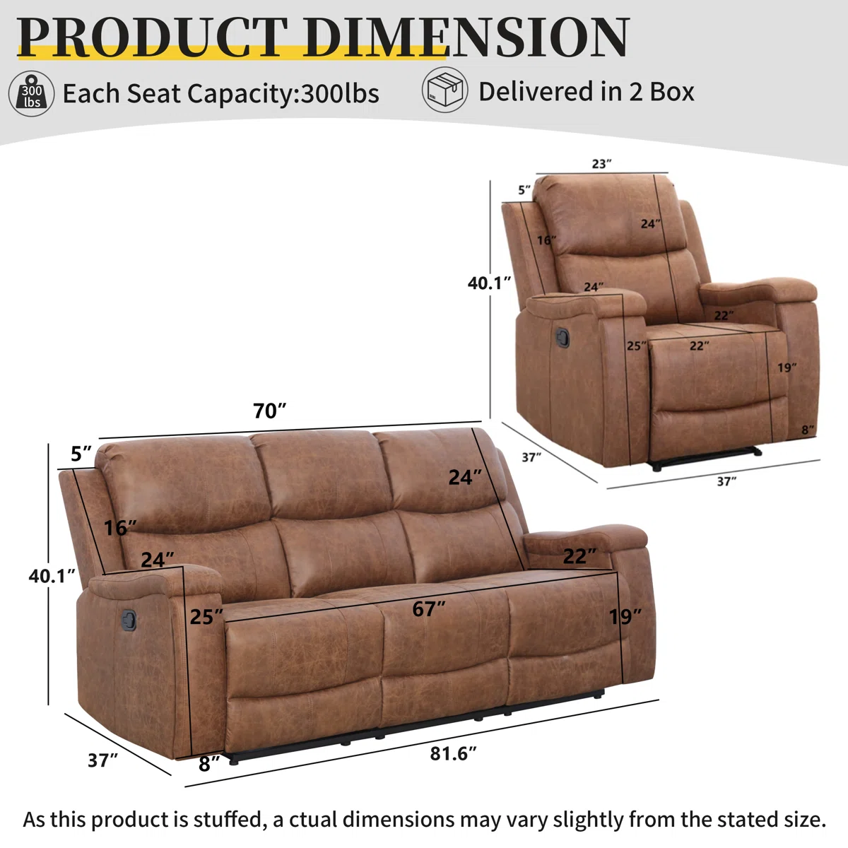 Chesa 2 Piece Faux Leather Reclining Living Room Set with Hidden Cupholder - Image 9