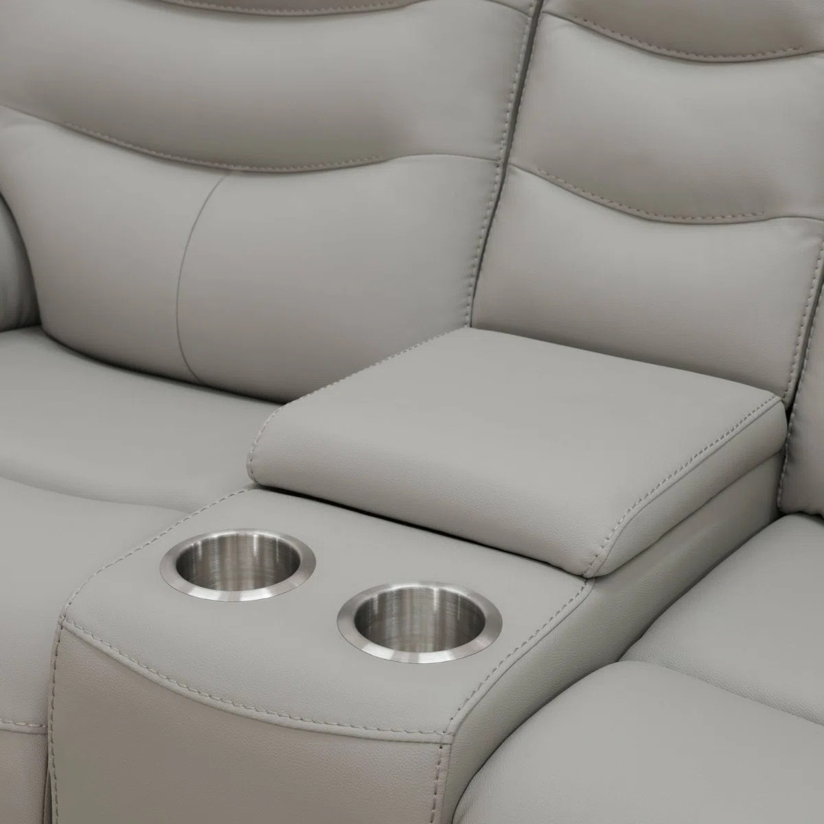 Gray Breathable Leather And 3-Piece Living Room Recliner Sofa Set - Image 5