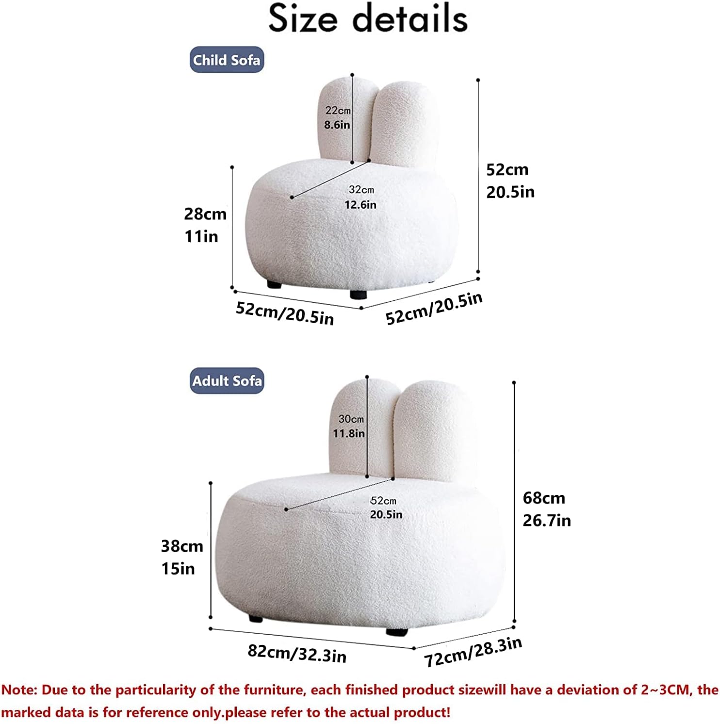 Rabbit Ear Design Round Sofa Chair - Image 4