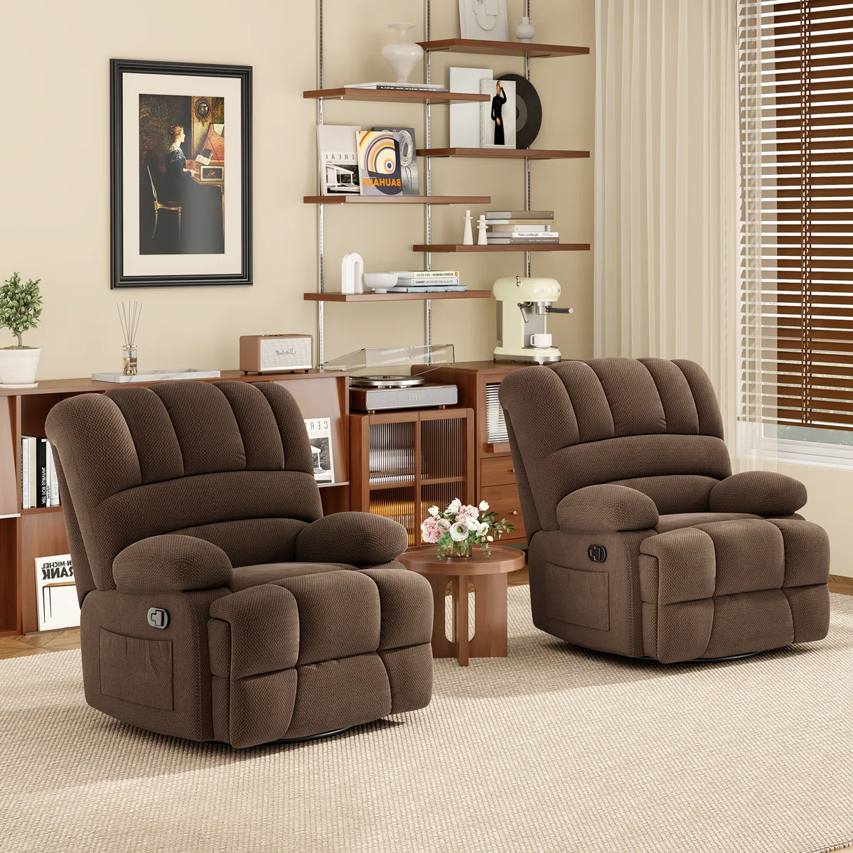 Heald 40.94"W Upholstered Swivel Rocker Recliner - Image 12
