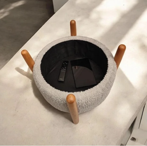 Boucle Round Ottoman Puffy Stool - Image 6
