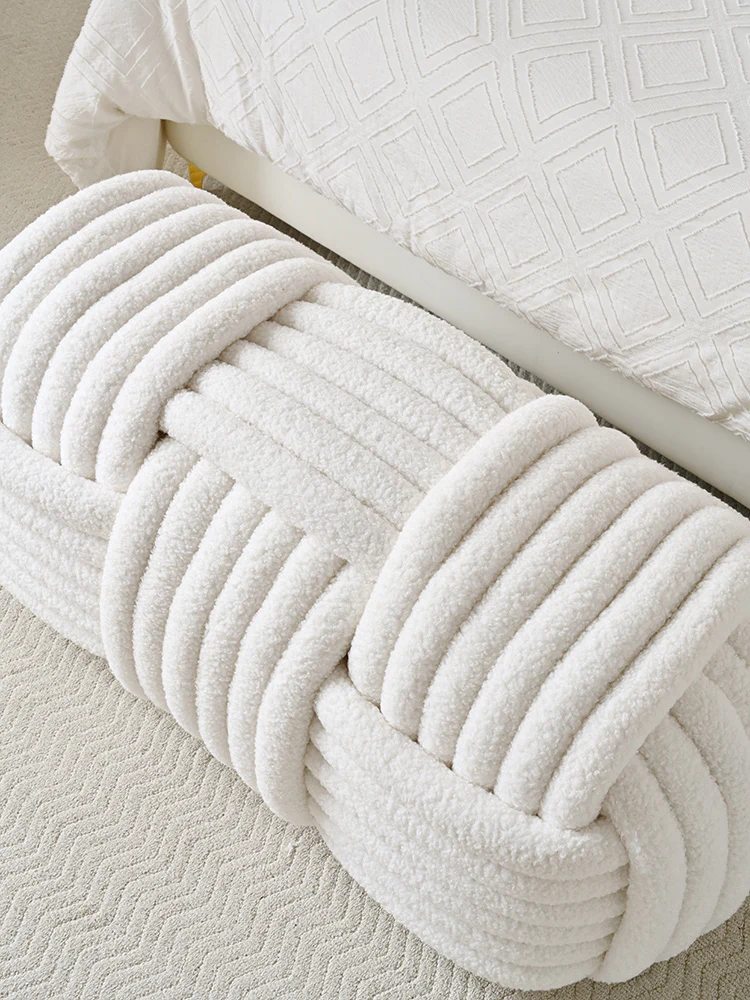 Ribbed Barrel Ottoman Puffy Stool - Image 10