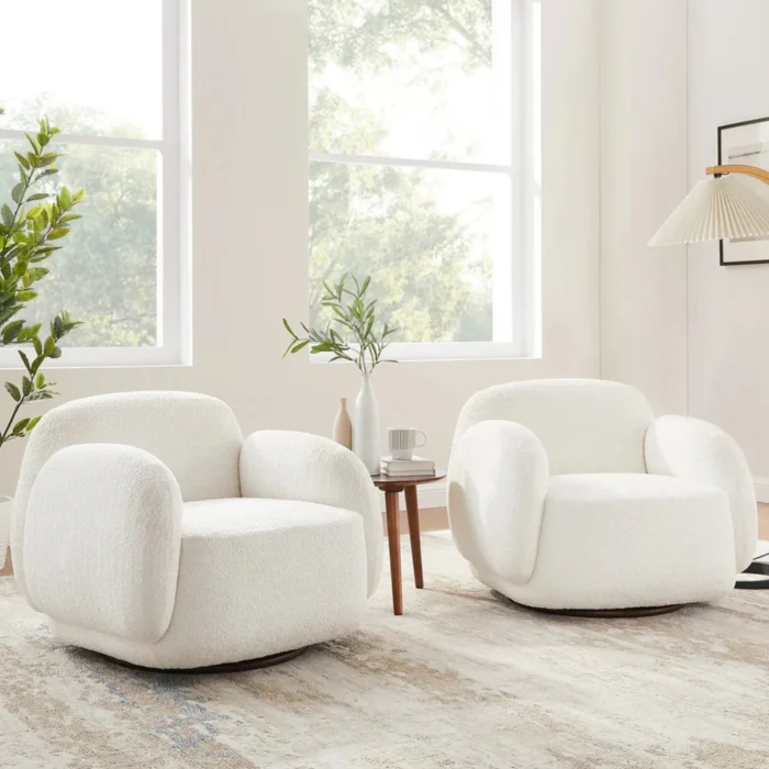 White Boucle Sundae Armchair