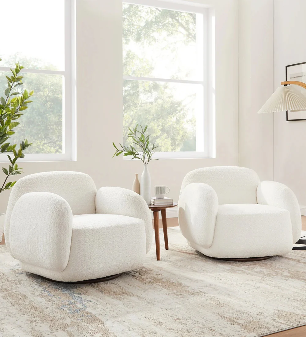 White Boucle Sundae Armchair