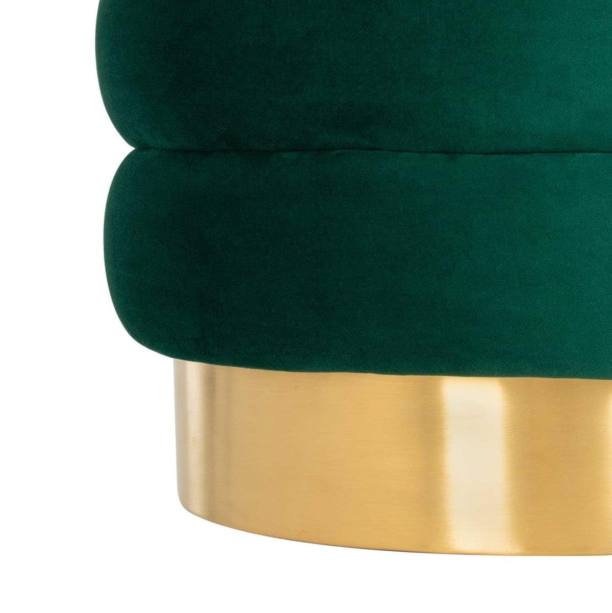 Emerald Ribbed Velvet Ottoman Puffy Stool - Image 7