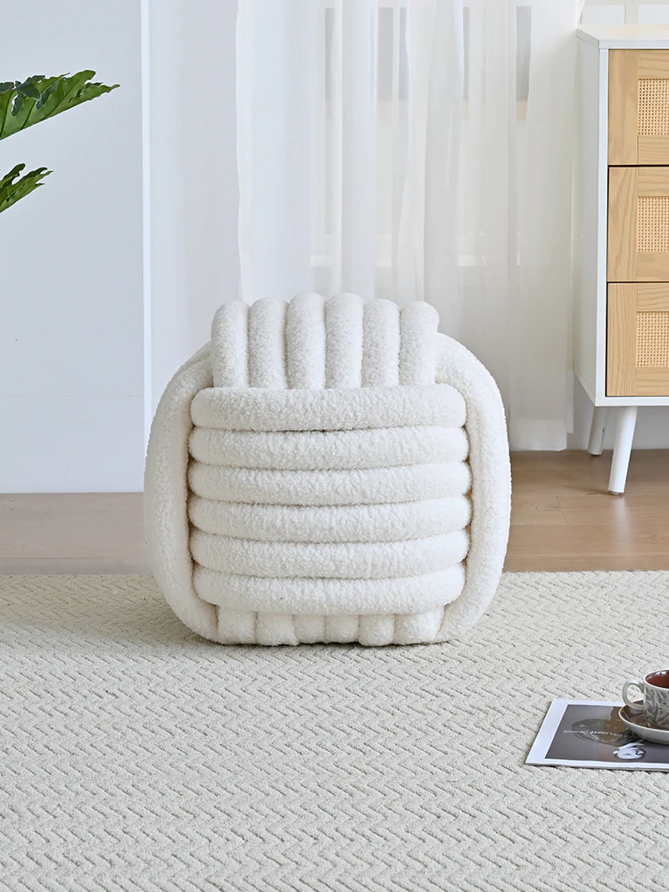 Ribbed Barrel Ottoman Puffy Stool - Image 5