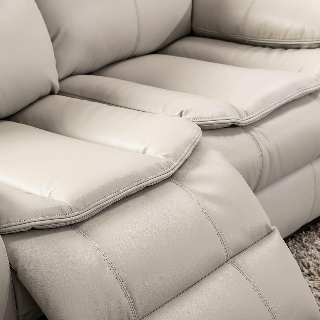 Familymill Breathable Leather Manual Reclining 3-Seat Sofa for Living Room/Office/RV - Image 10