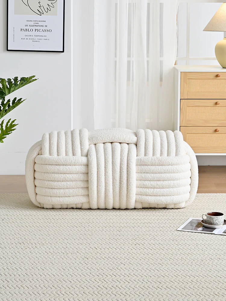 Ribbed Barrel Ottoman Puffy Stool - Image 7