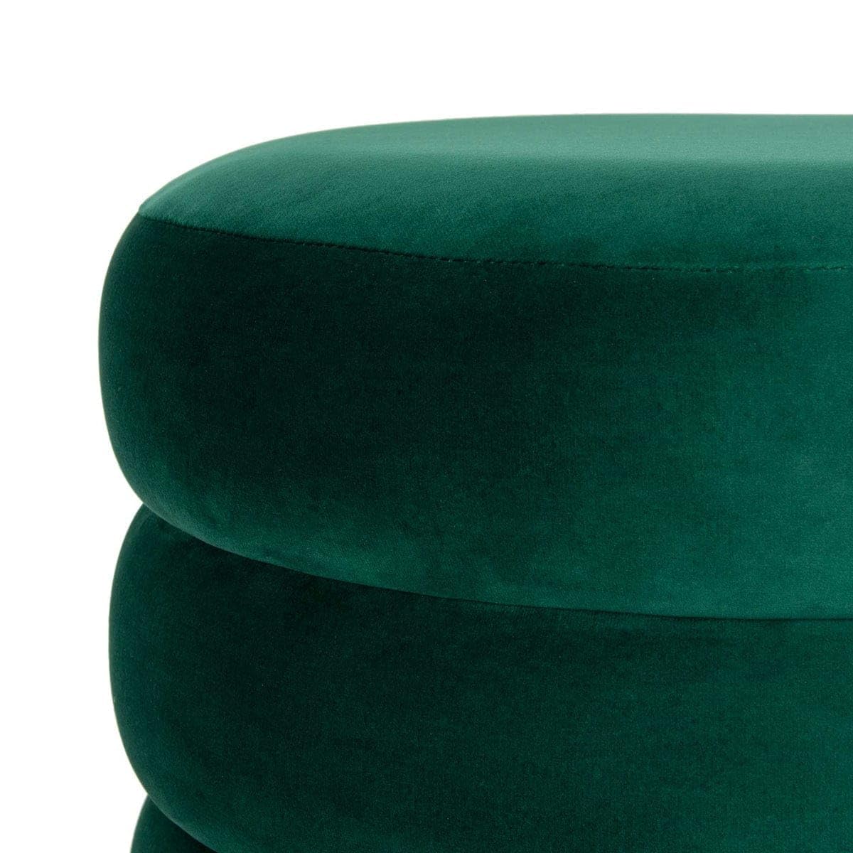 Emerald Ribbed Velvet Ottoman Puffy Stool - Image 8