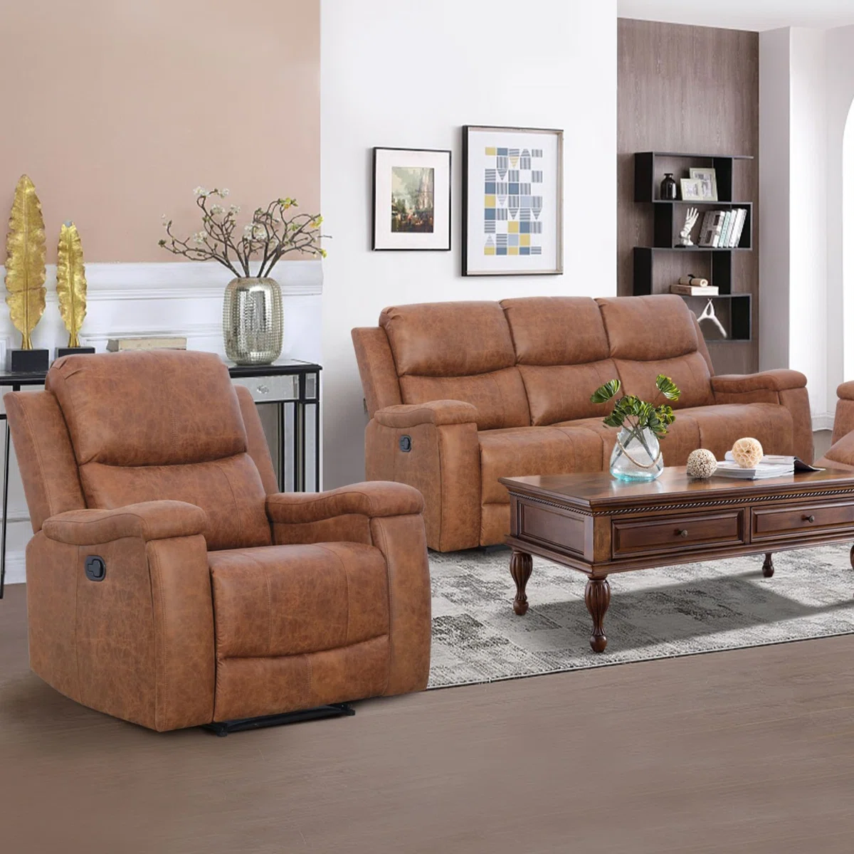 Chesa 2 Piece Faux Leather Reclining Living Room Set with Hidden Cupholder - Image 7