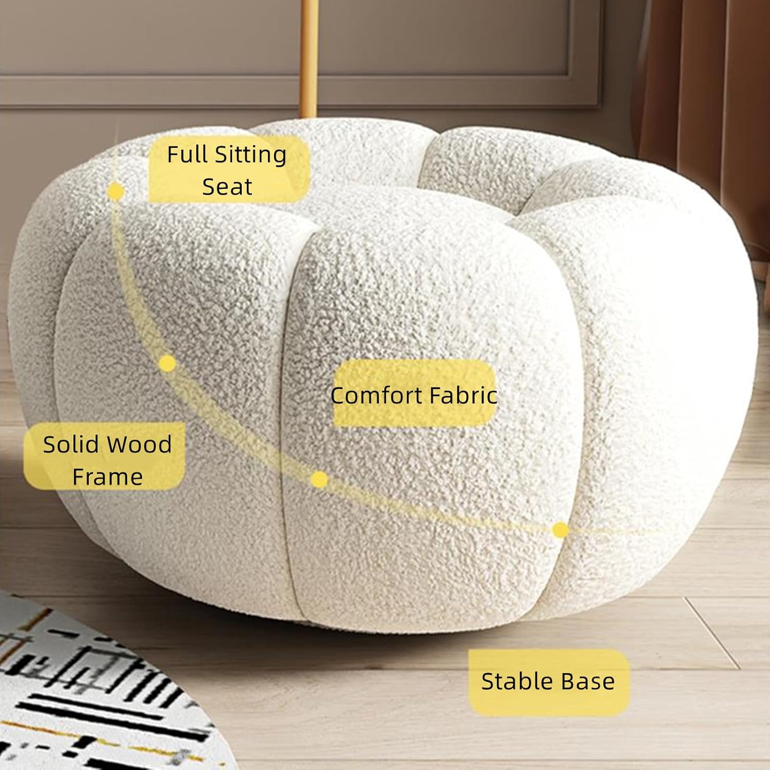 Boucle Pumpkin Puffy Stool - Image 4
